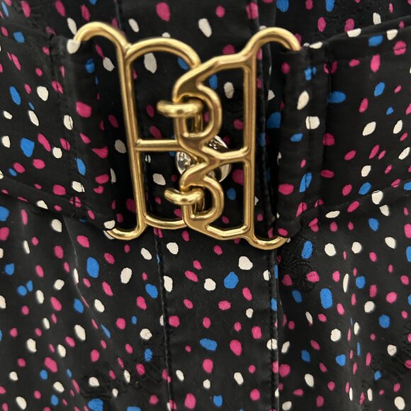 Coach Dress Silk Signature Navy Pink Dot SZ2 Sleeveless Midi Belted Classic - Picture 10 of 12